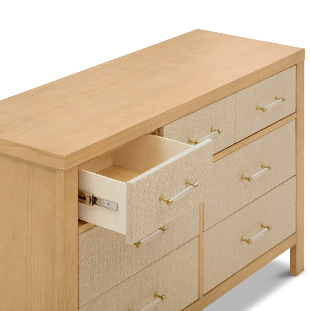 Eloise 7-Drawer Assembled Dresser, Honey and Performance Sand Eco-Weave