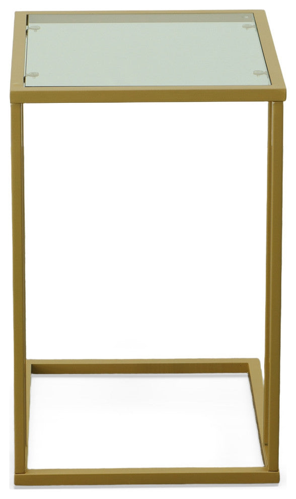 Provenzano Glass Top C Table, Gold