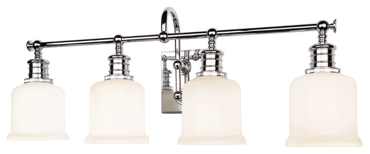Keswick 4-Light Bath and Vanity With Opal Glossy Glass Shade, Polished Chrome