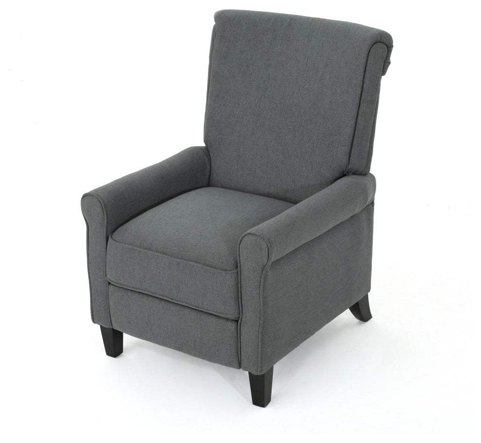 GDF Studio Charlene Traditional Fabric Recliner Chair, Charcoal