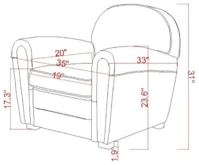 Pasargad Home Genuine Leather Paris Club Chair, Brown