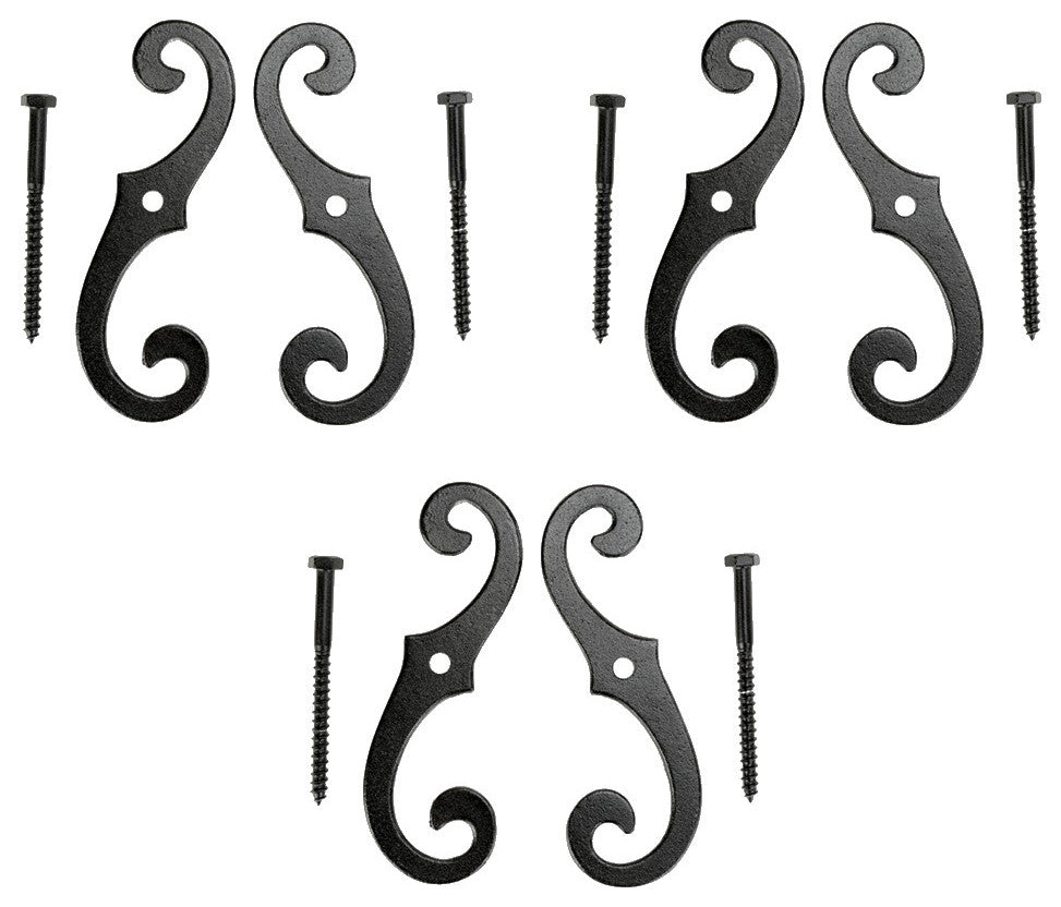 Pairs of Vintage Shutter Dogs S Shaped Shutter Hardware in Black Pack of 3
