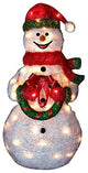 Lighted Sparkling Tinsel and Sisal Snowman Christmas Yard Art Decoration, 38"