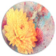 Aster Flower With Watercolor Splashes, Flower Disc Metal Artwork, 23"