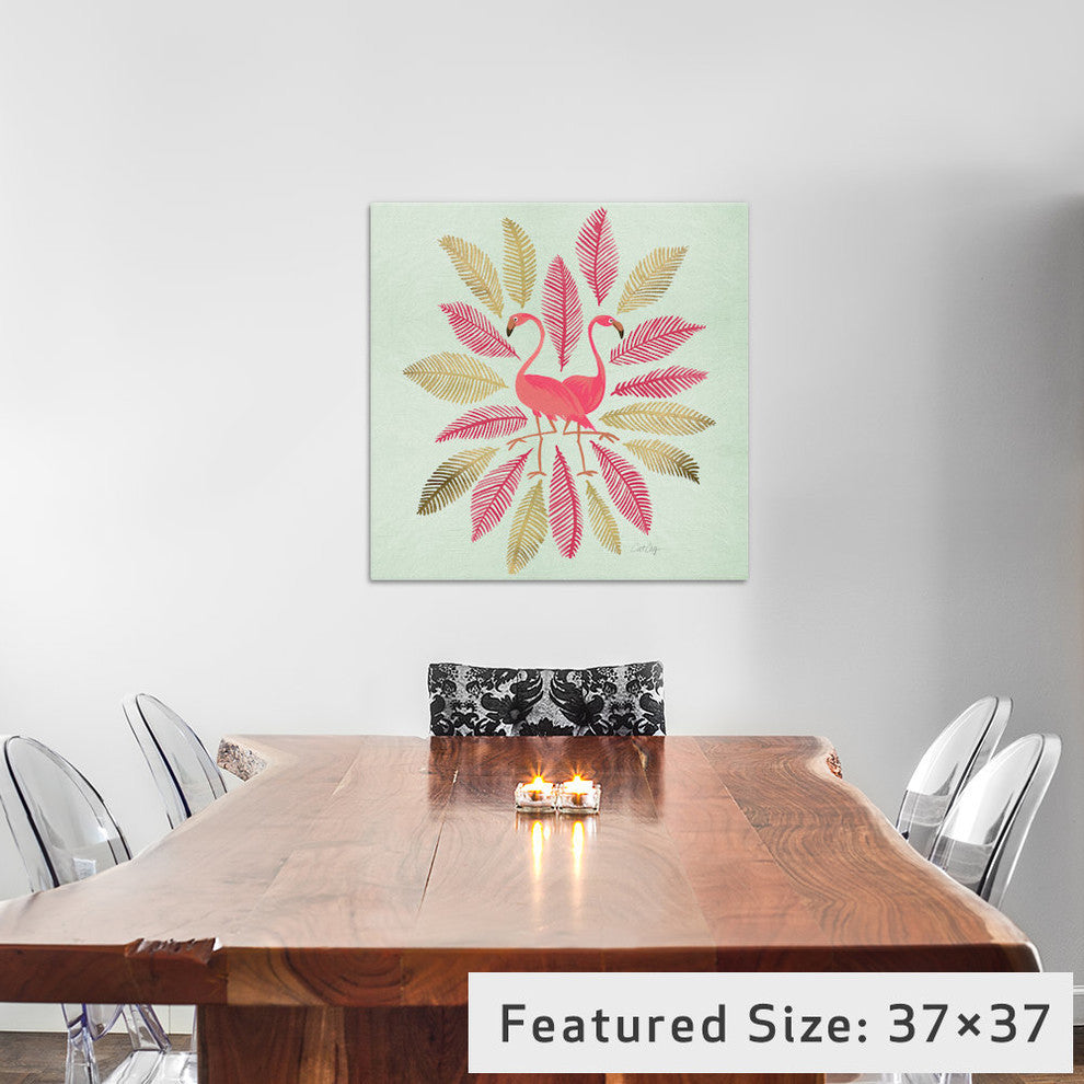 "Flamingos Pink Gold Artprint" by Cat Coquillette, 12x12x1.5