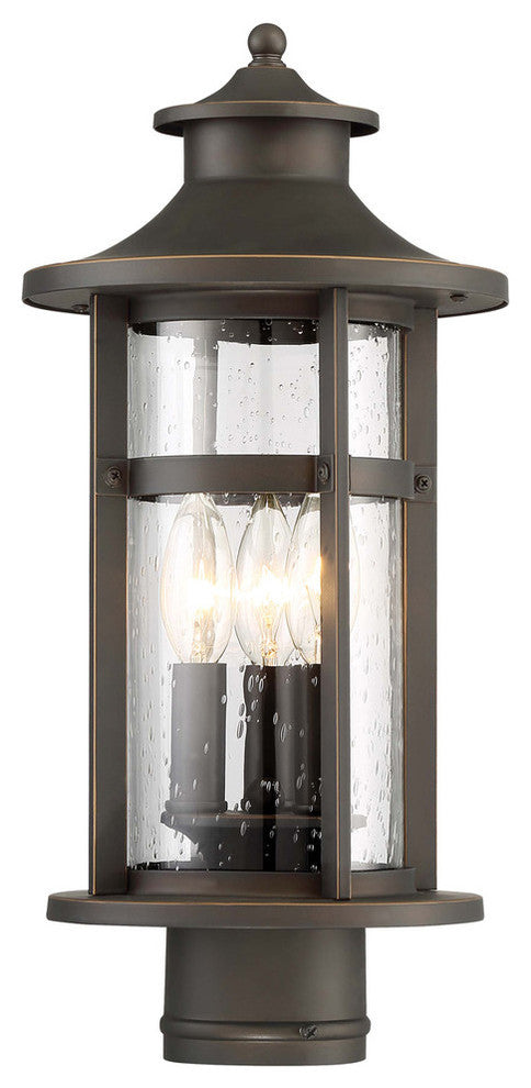 3-Light Outdoor Post-Light, Oil Rubbed Bronze With Gold High-Lights