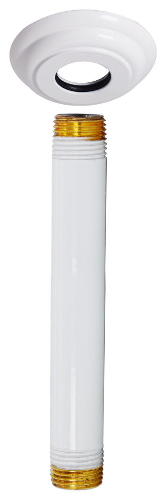 1/2" Ips X 6" Ceiling Mounted Shower Arm With Flange In Polished Brass, Powder Coated White