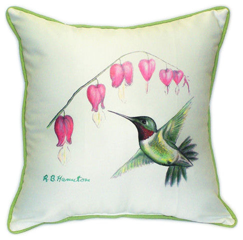 Pair of Betsy Drake Hummingbird Large Pillows 18 Inch x 18 Inch