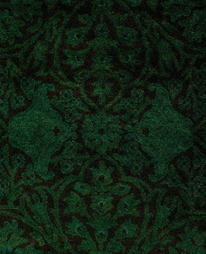 Overdyed One-of-a-Kind Hand-Knotted Area Rug Green, 2' 7" x 8' 3"