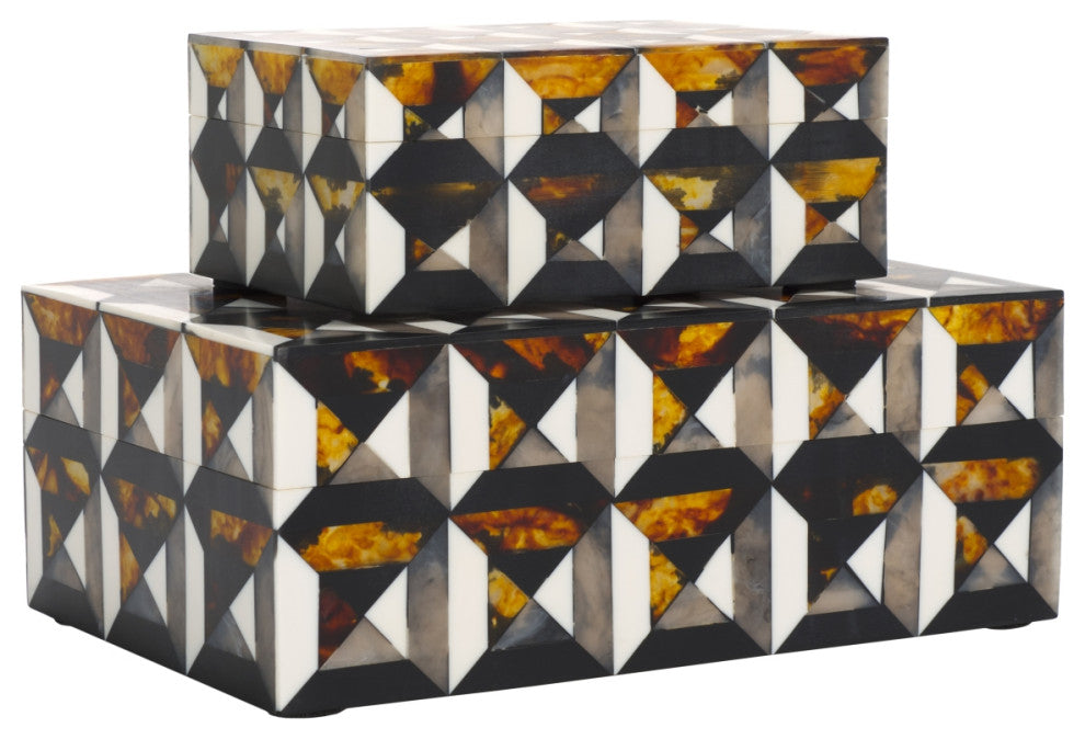 Safavieh Ani Decor Box, Set of 2, Ivory/Brown