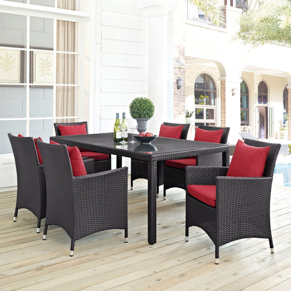 Espresso Red Convene 7-Piece Outdoor Patio Dining Set