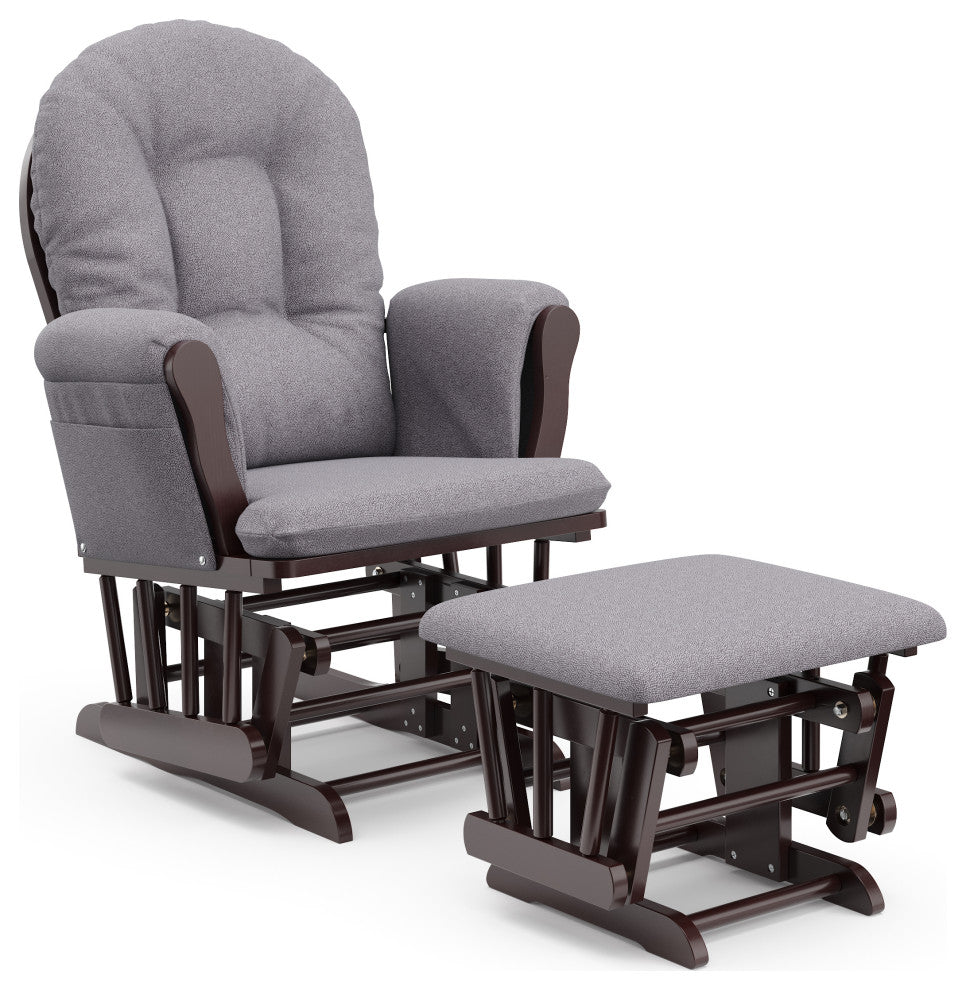 Storkcraft Hoop Glider and Ottoman, Espresso With Gray Swirl