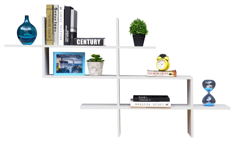 Danya B. 3-Tier Modern Ladder Cantilever Cubby Accent Wall Shelf, White