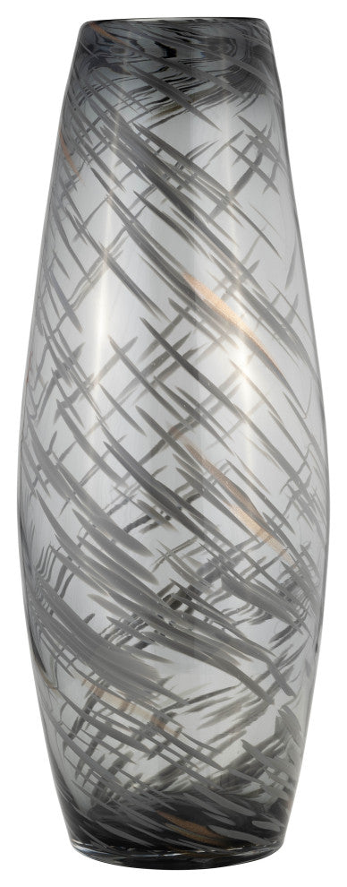 Glass, 20"H Swirl Vase, Black
