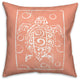 Sea Turtle Stamp Coral 18x18 Pillow