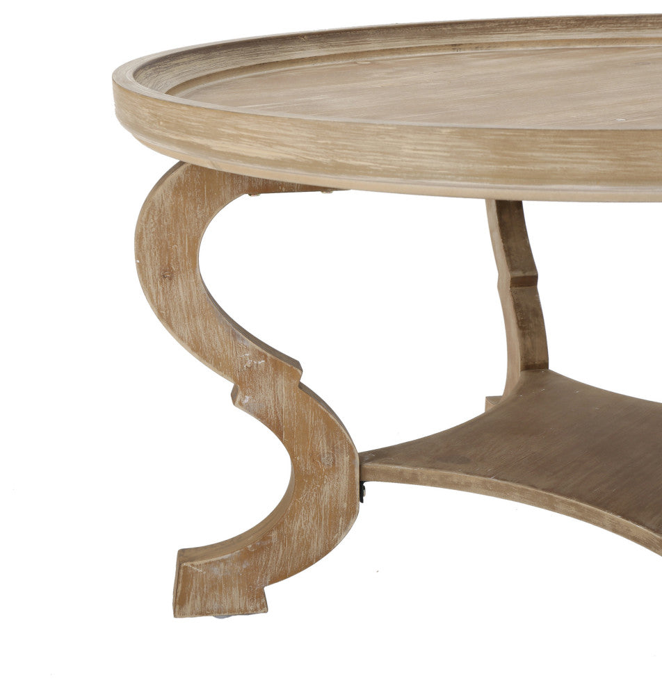 GDF Studio Alteri Finished Faux Wood Circular Coffee Table, Natural