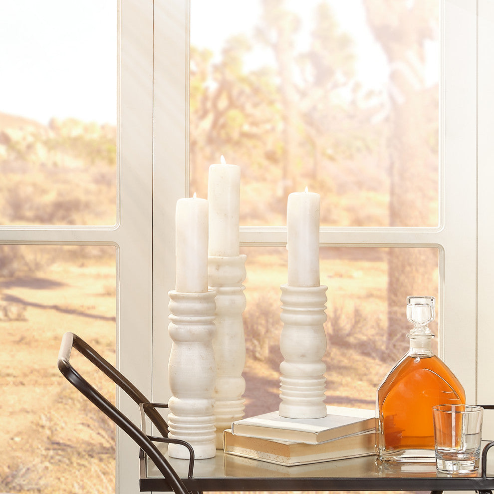 Monument Marble Candlesticks, Set of 3