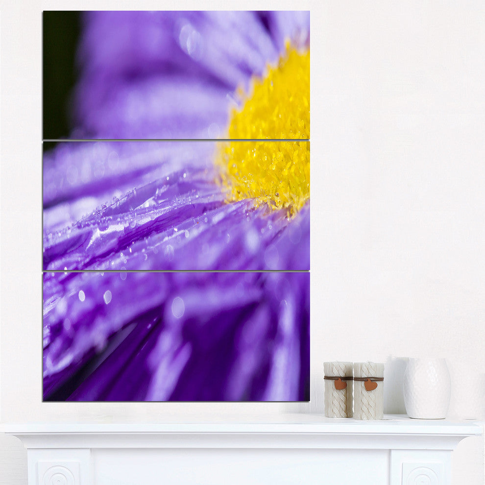 "Large Violet Flower Petal Close-up" Metal Wall Art, 3 Panels, 28"x36"