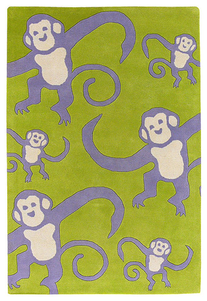 Monkeys Contemporary Area Rug, 5'x7'6" Rectangle