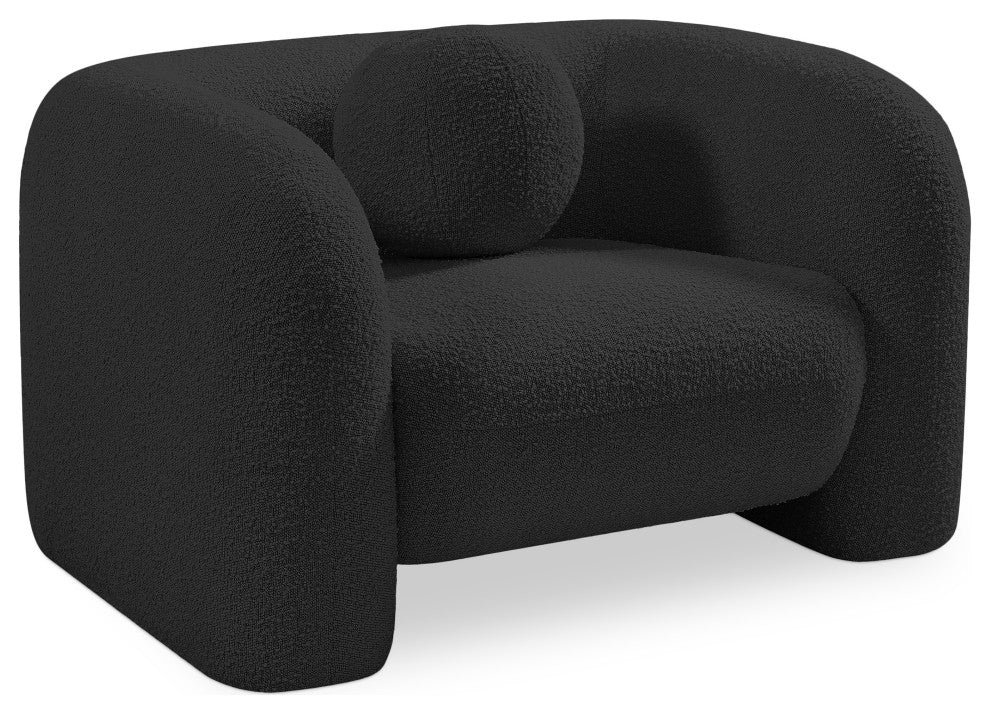 Emory Boucle Fabric Upholstered Upholstered Chair, Black