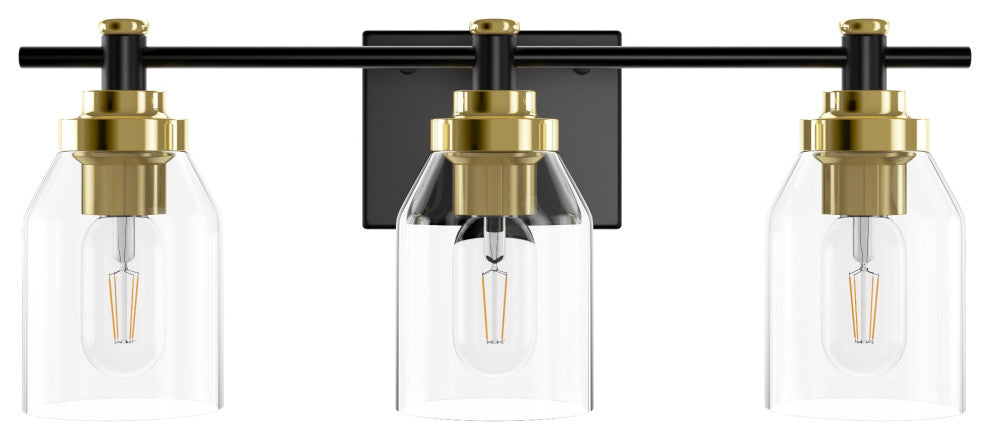 Vintage Industrial Style Dimmable Bathroom Vanity Lighting Fixture, 3-Light