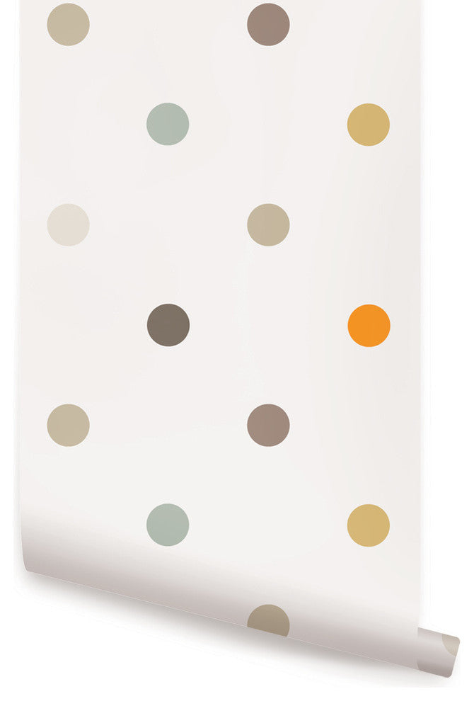 Polka Dot Peel and Stick Vinyl Wallpaper, Orange, 24"w X 60"h
