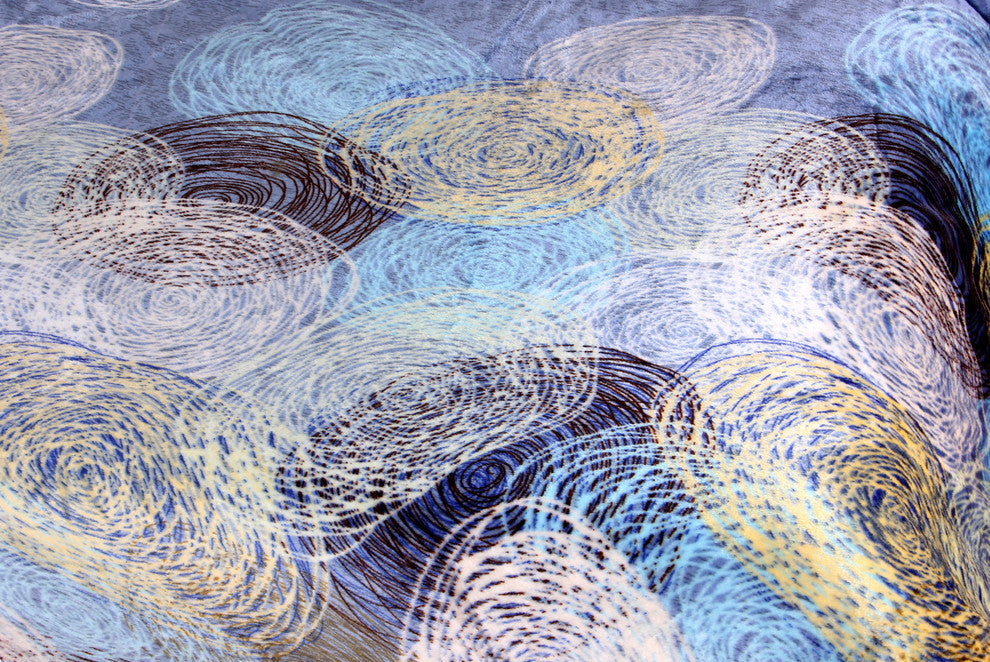 Concentric Swirls Reversible Fleece Flannel Blanket, Blue