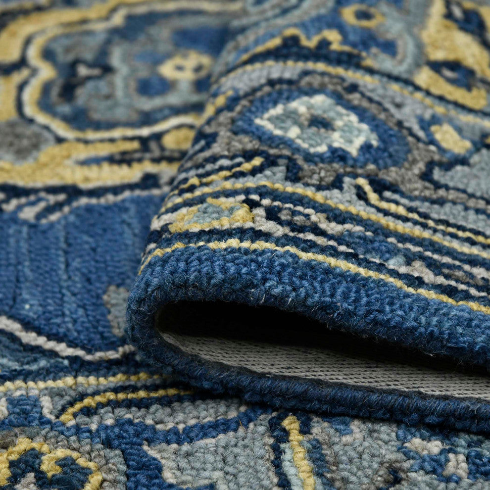 Boho Roanne Area Rug, Denim Blue, 8' x 11', Medallion