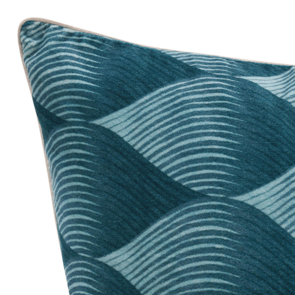 Scala 22" Cotton Velvet Fabric Throw Pillow, Blue
