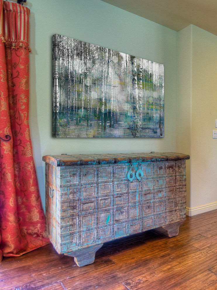 "Tree Trunk Lights" Painting Print on Wrapped Canvas, 24"x16"