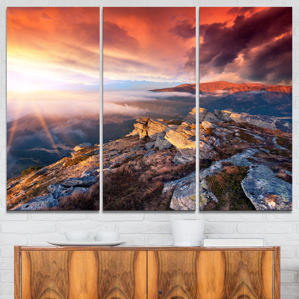 "Colorful Autumn Sky and Mountains" Photo Wall Art, 3 Panels, 36"x28"