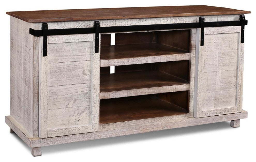 Westgate White 66" Sliding Barn Door TV Stand/Media Console