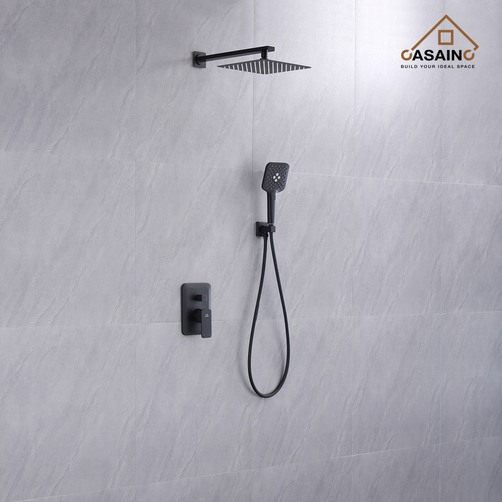 Brushed Nickel Wall Mounted  Shower Faucet Waterfall Shower Bar System, Matte Black
