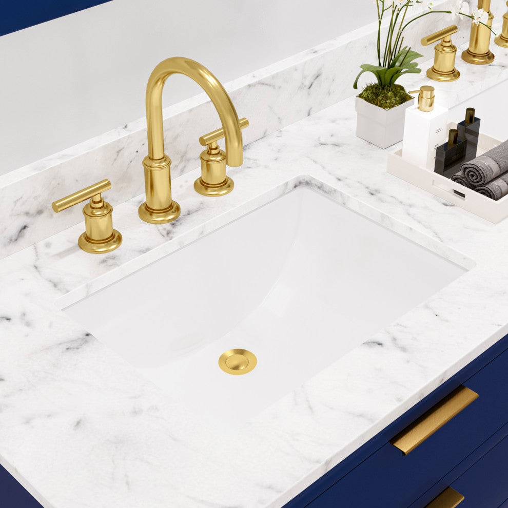 Bristol 60" Marble Countertop Vanity, Blue With Gooseneck Faucet