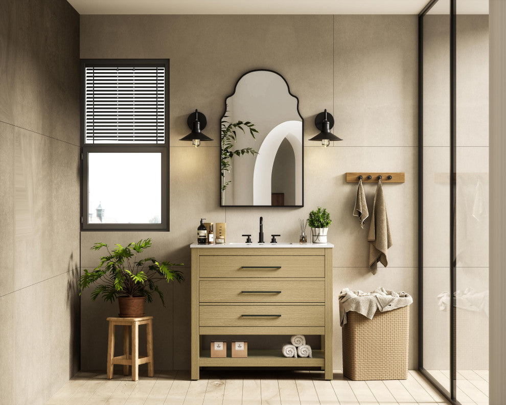 Home Living 36" Single Bathroom Vanity, Honey Brown
