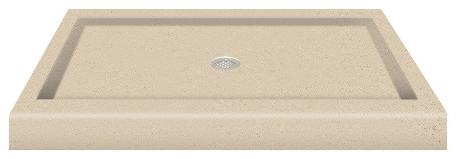 48"x34" Decor Solid Surface Shower Base, Matrix Khaki