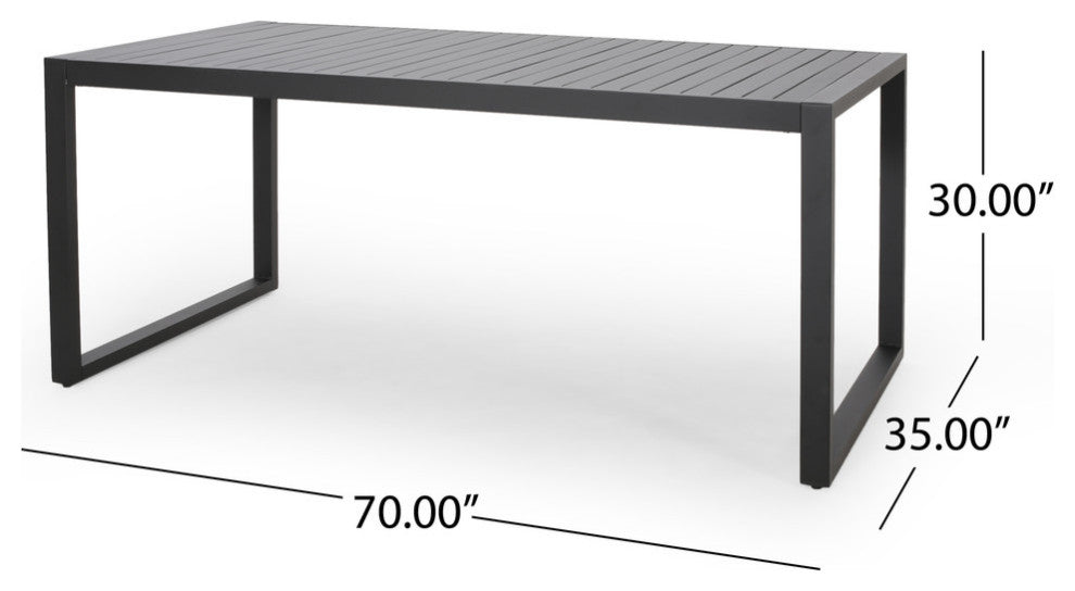 Edith Outdoor Aluminum Dining Table, Black