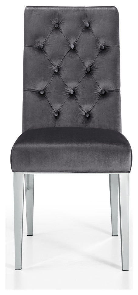 Juno Velvet Dining Chair (Set of 2), Gray