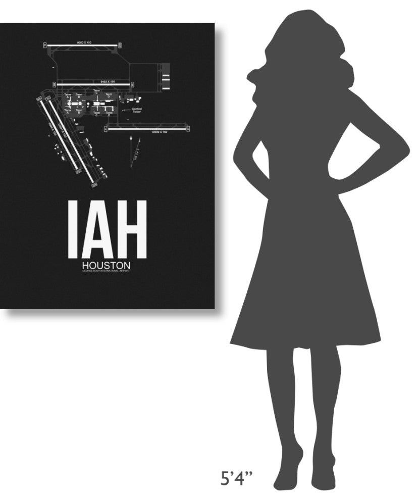 "IAH Houston Airport Black" Fine Art Print