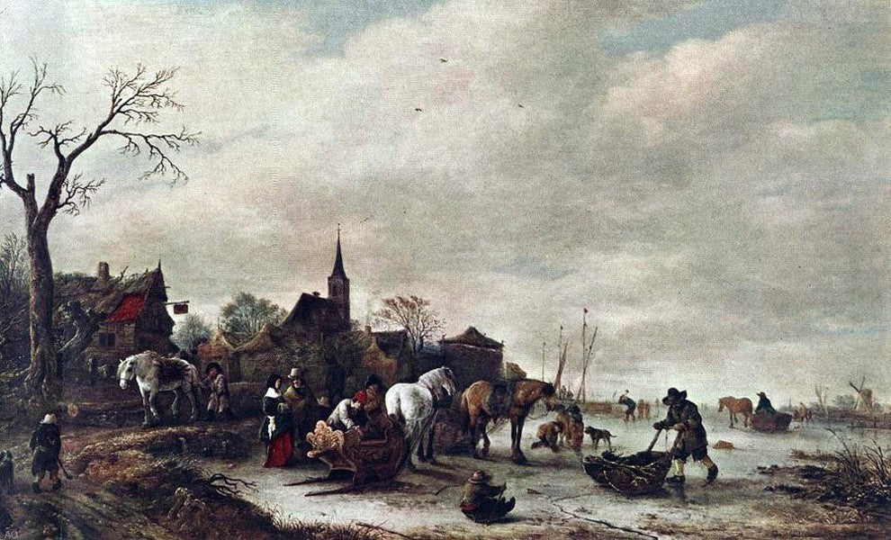 Isaac Van Ostade Winter Landscape Premium Canvas Print