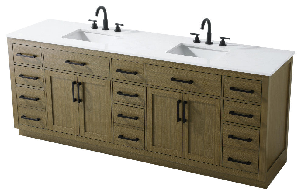 Home Living 84" Double Bathroom Vanity, Chestnut Brown