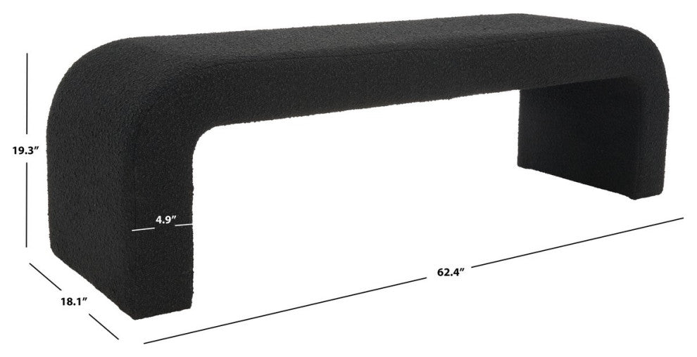 Safavieh Couture Caralynn Boucle Bench, Black