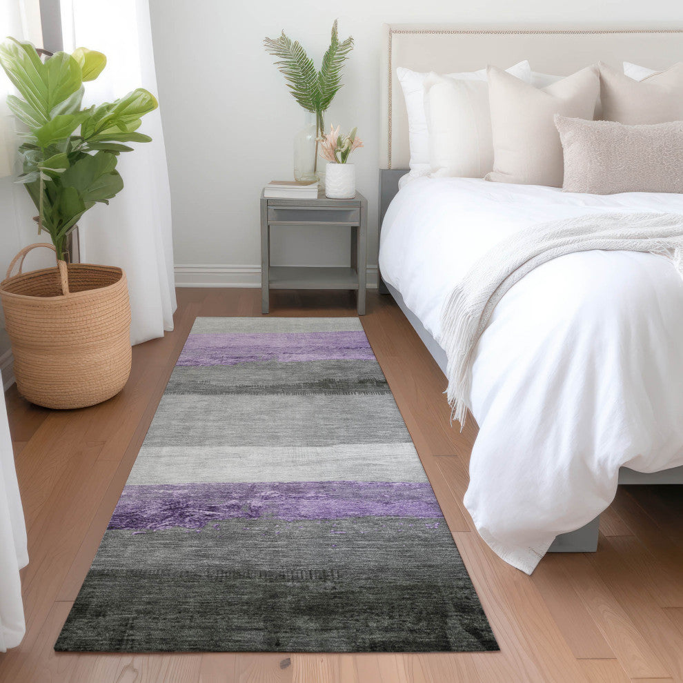 Machine Washable Indoor/Outdoor Chantille ACN1883 Violet 2'3" x 7'6" Runner Rug