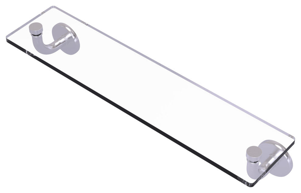 Remi 22" Glass Vanity Shelf with Beveled Edges, Satin Chrome