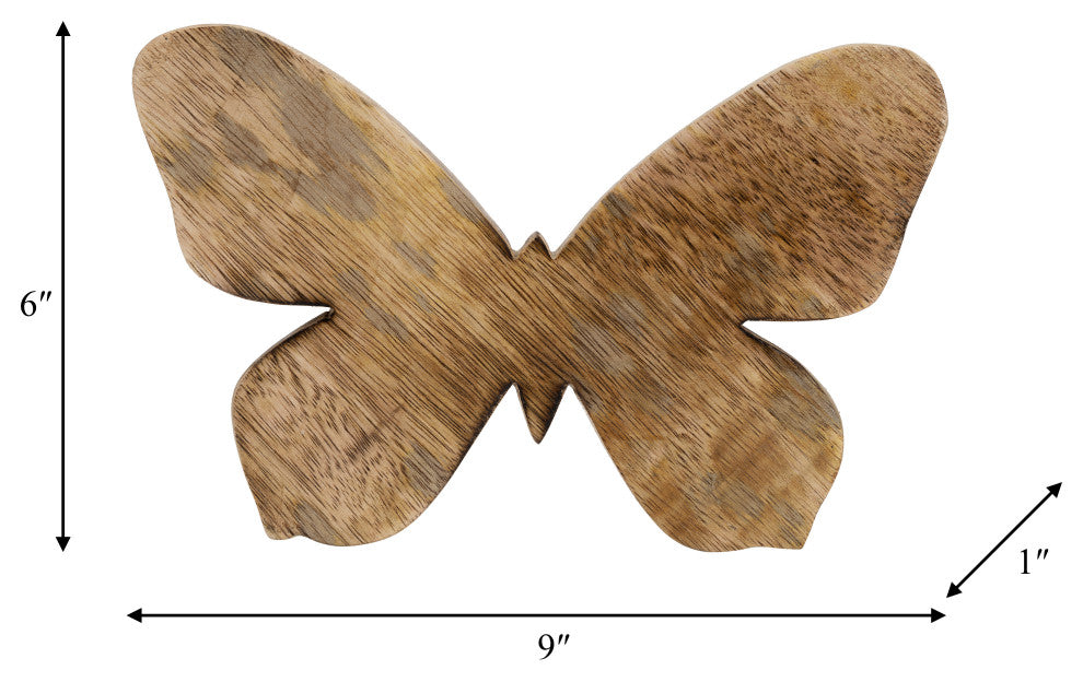 Wood, 9" Butterfly Deco, Brown