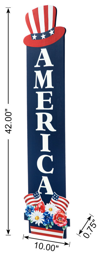 42"H Patriotic Wooden AMERICA Porch Decor