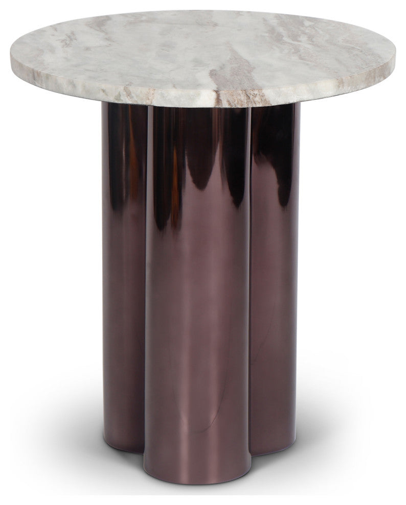 Marbelle Martie Side Table, Toronto Sand Marble Finish