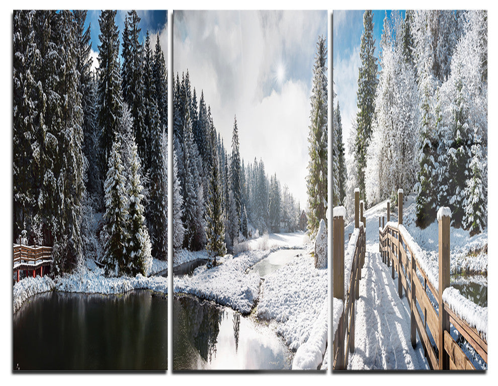 "Winter Morning Panorama" Photo Metal Wall Art, 3 Panels, 36"x28"