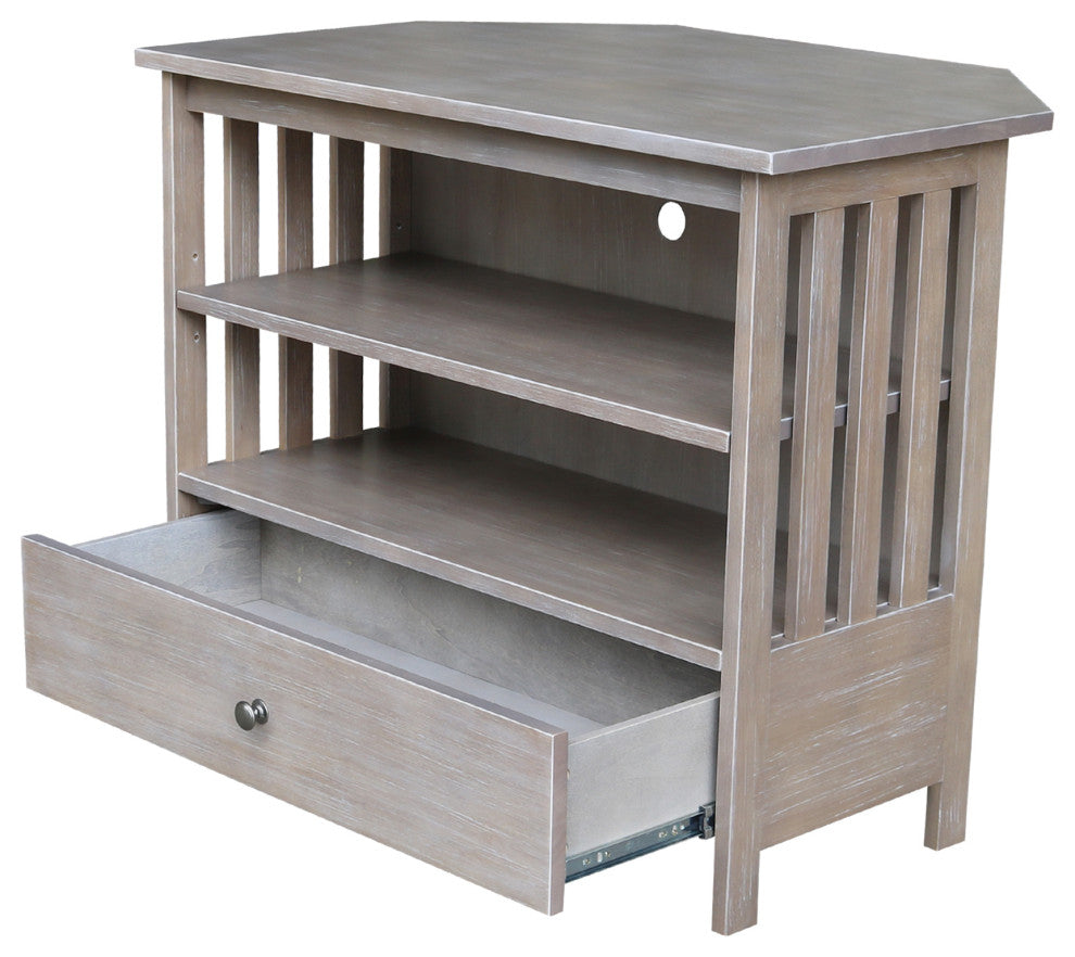 Mission Corner Entertainment / TV Stand, Washed Gray Taupe