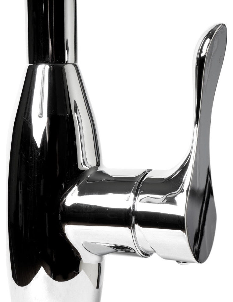 Polished Chrome Traditional Gooseneck Pull Down Kitchen Faucet